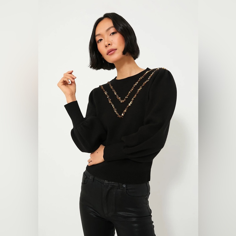 Tuckernuck Hyacinth House Black Embellished Everly Sweater - Small